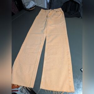 Zara Size 6 Women's Orange Tall Jeans 28" Waist 32" Inseam Frayed Hems Excellent